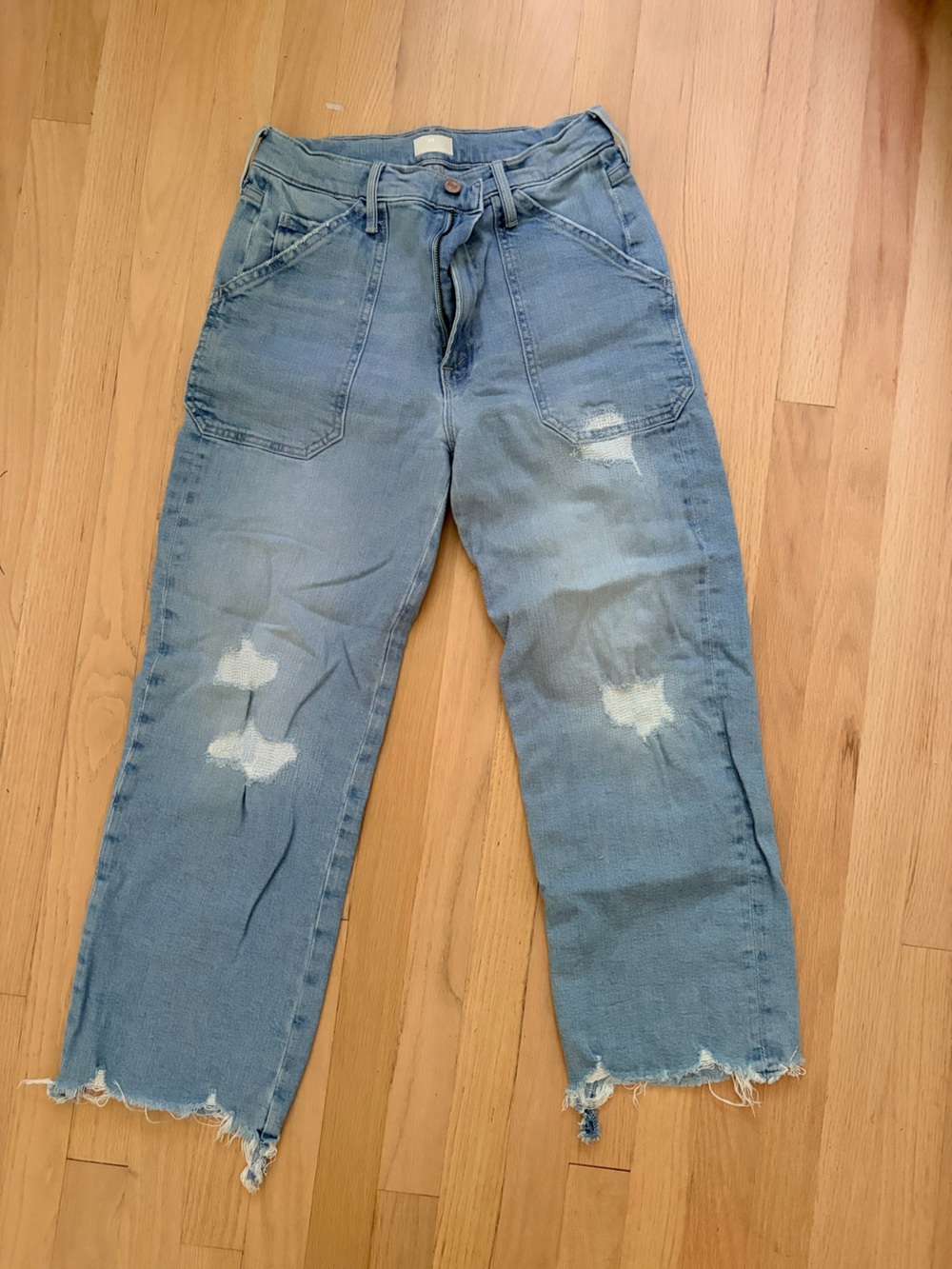 Light Blue Distressed wide leg Jeans